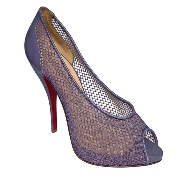 Christian Louboutin Shoes - Christian Louboutin Fetilo 120 Lavender Patent Leather Fishnet Pumps EU 38 US 8